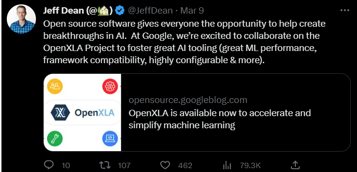 谷歌宣布OpenXLA项目正式开源，汇集所有框架和AI芯片